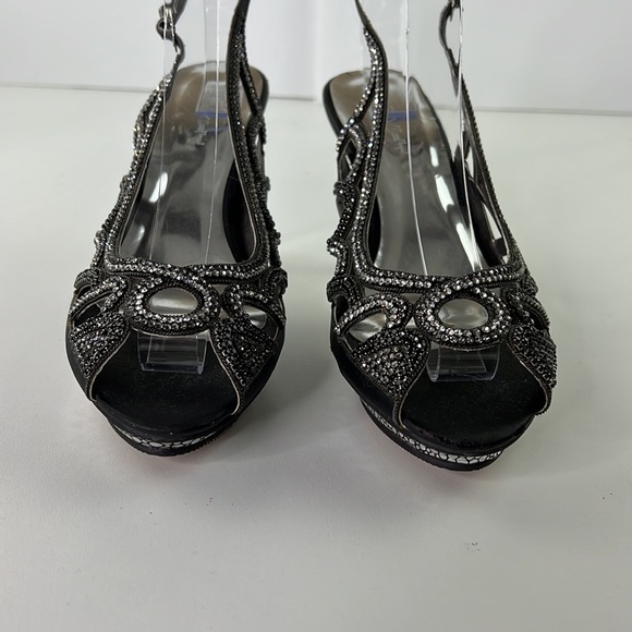 Roviky Black & Silver Rhinestone Sexy Night Out Heels - Picture 2 of 14
